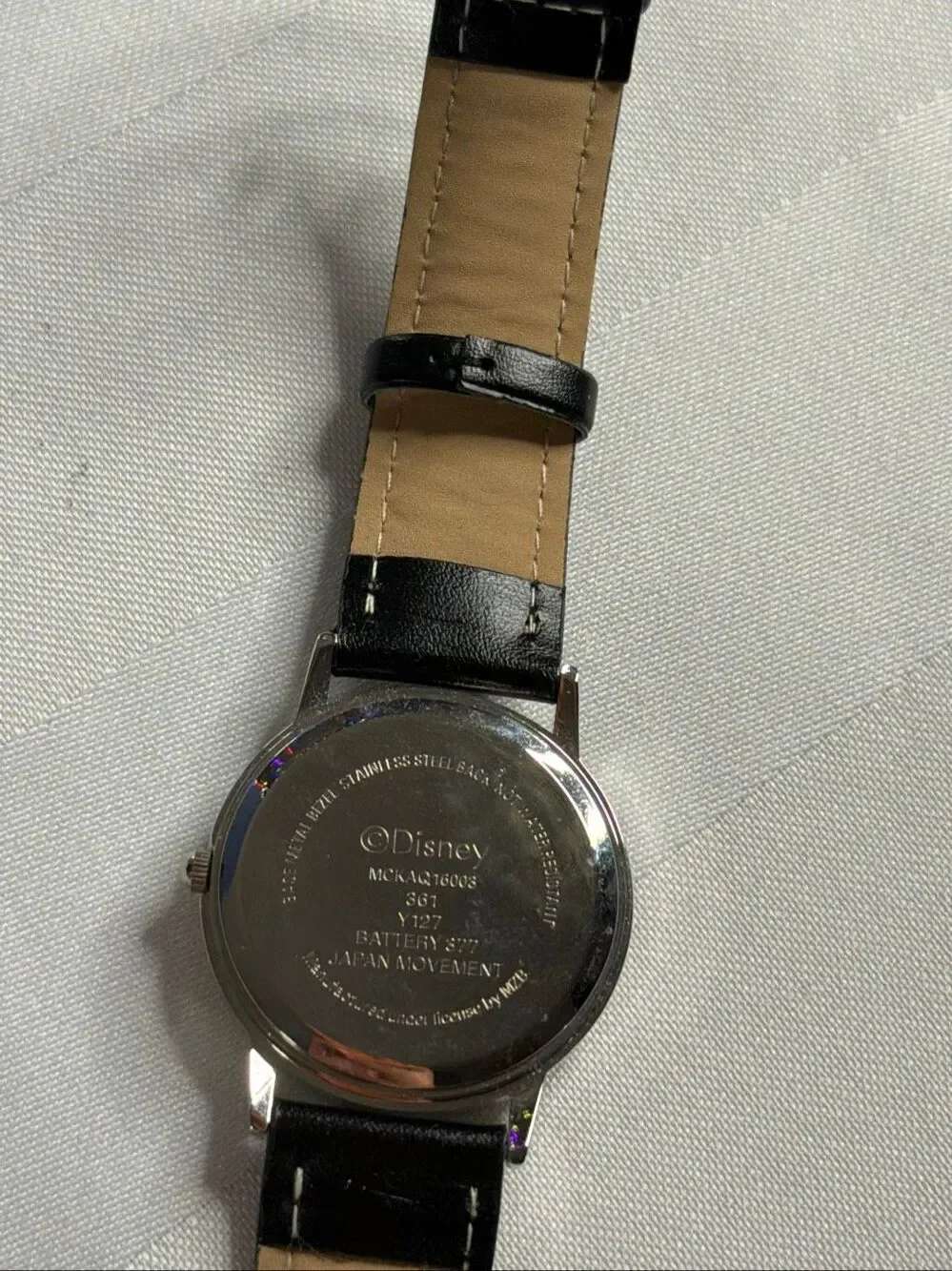 Disney Mickey Mouse Analog Watch Black Band Japan Movement Untested